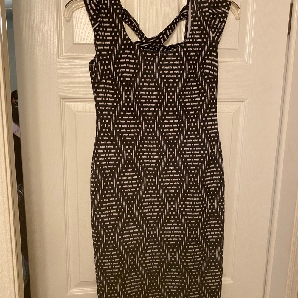 Ruby Rox Black and White Halter Bodycon Midi